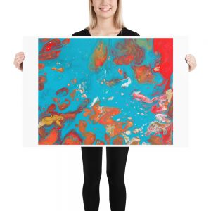 Acrylic pour blue/red – Matte Giclée print