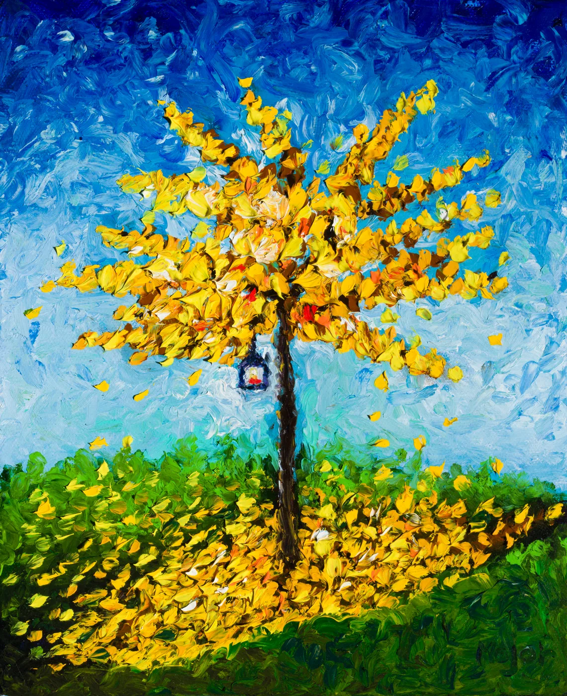 Albero giallo d'autunno — Keili Major Artist, finger painting