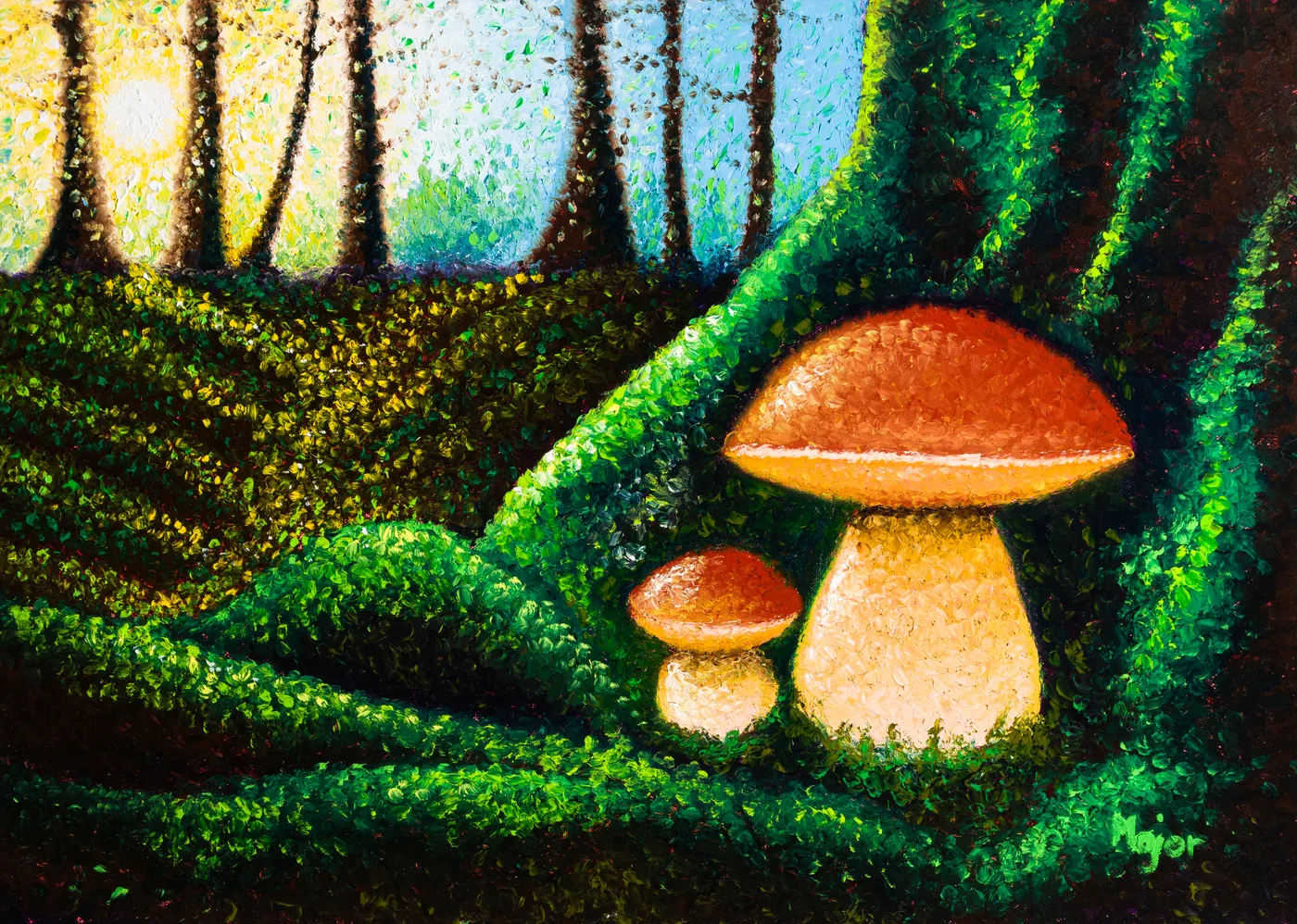 Mushroom Hunt &mdash; Keili Major, finger painting